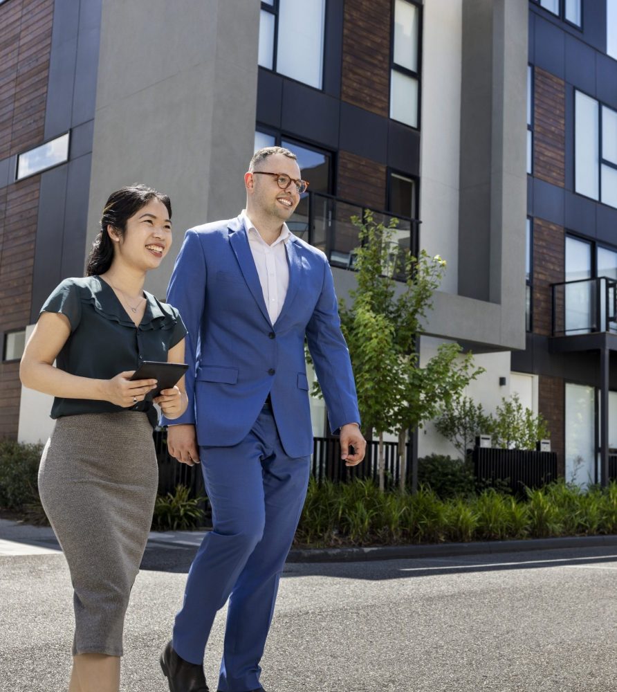 Body corporate managers conducting site inspection at townhouse estate