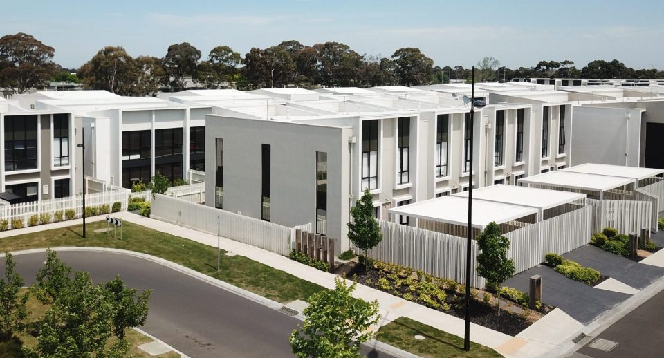 Drone photo of body corporate townhouse estate in Melbourne Drone photo of body corporate townhouse estate in Melbourne